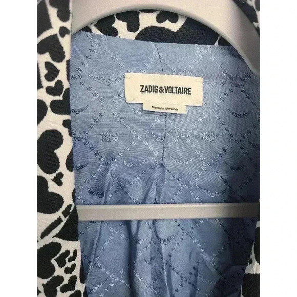 Zadig & Voltaire Heart Print Viking Jac Coeur Blazer Jacket Size 36 US Small - Picture 4 of 9